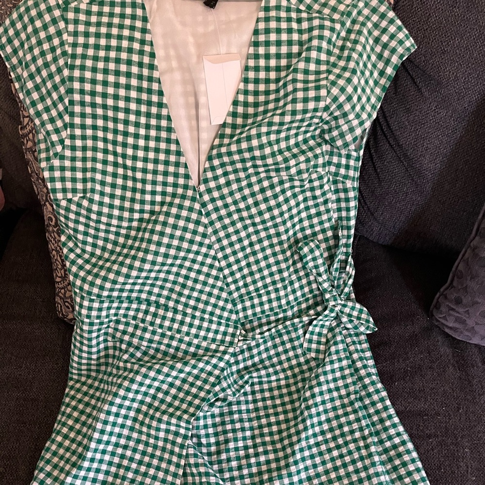 Banana Republic green gingham dress size 8 women’s NWT